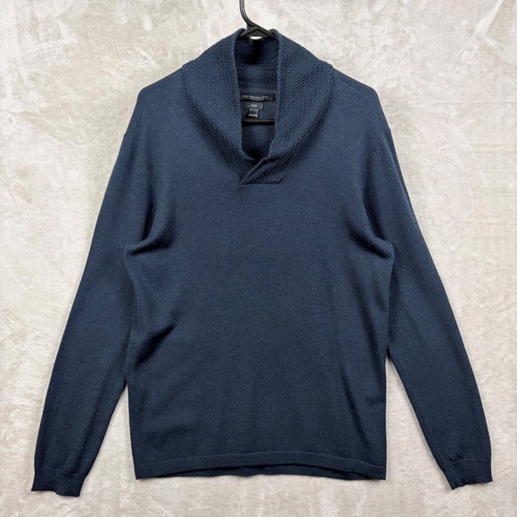 John Varvatos Other - John Varvatos Luxe Sweater Men's Size L Shawl Collar Knit Blue Merino Blend